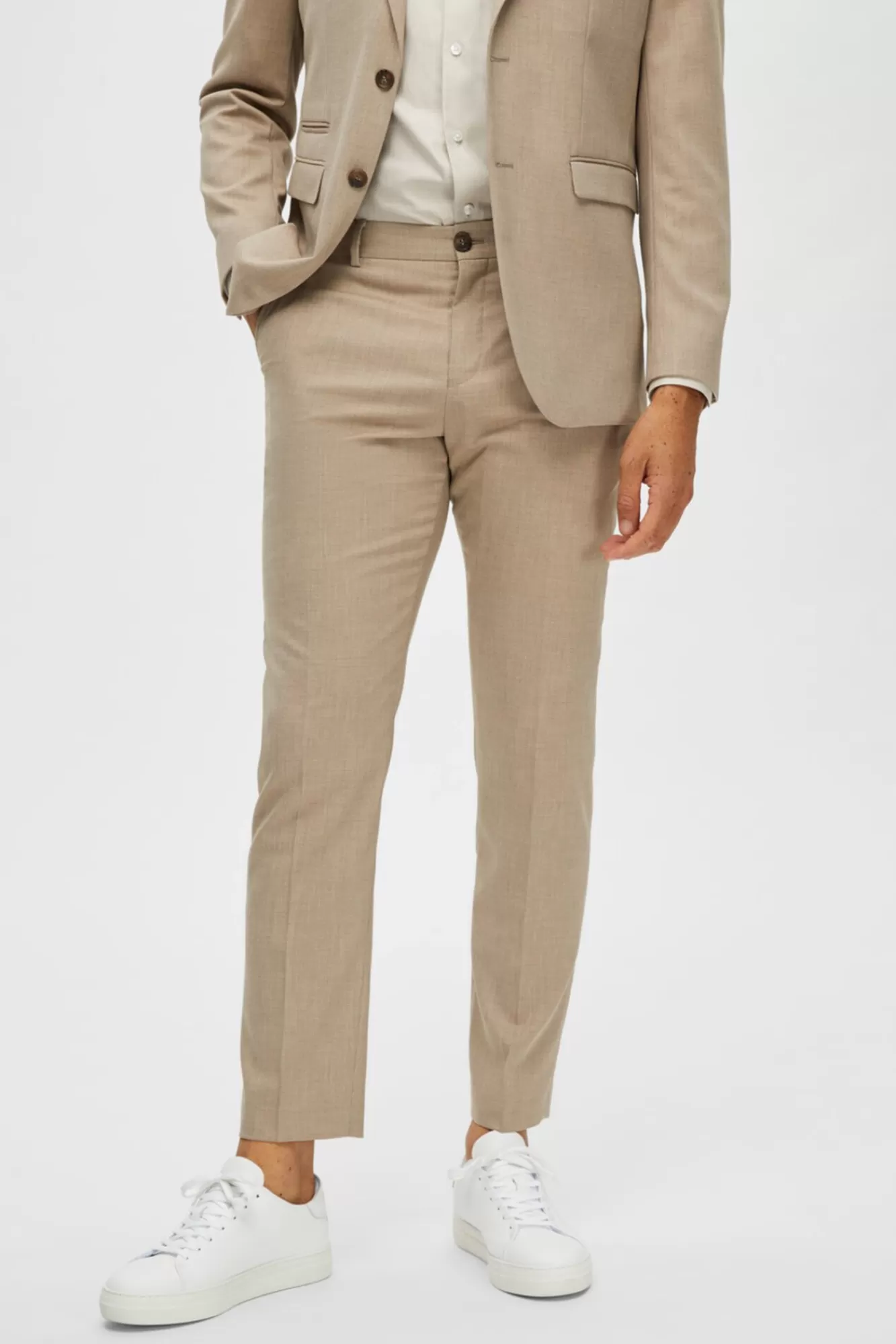 Hot Selected Slim Fit Suit Trousers With Wool Brown