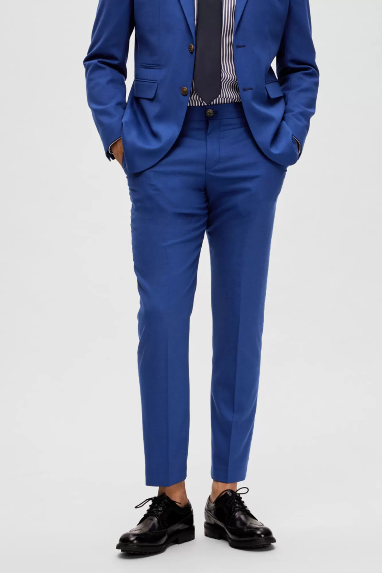 New Selected Slim Fit Suit Trousers With Wool Blue