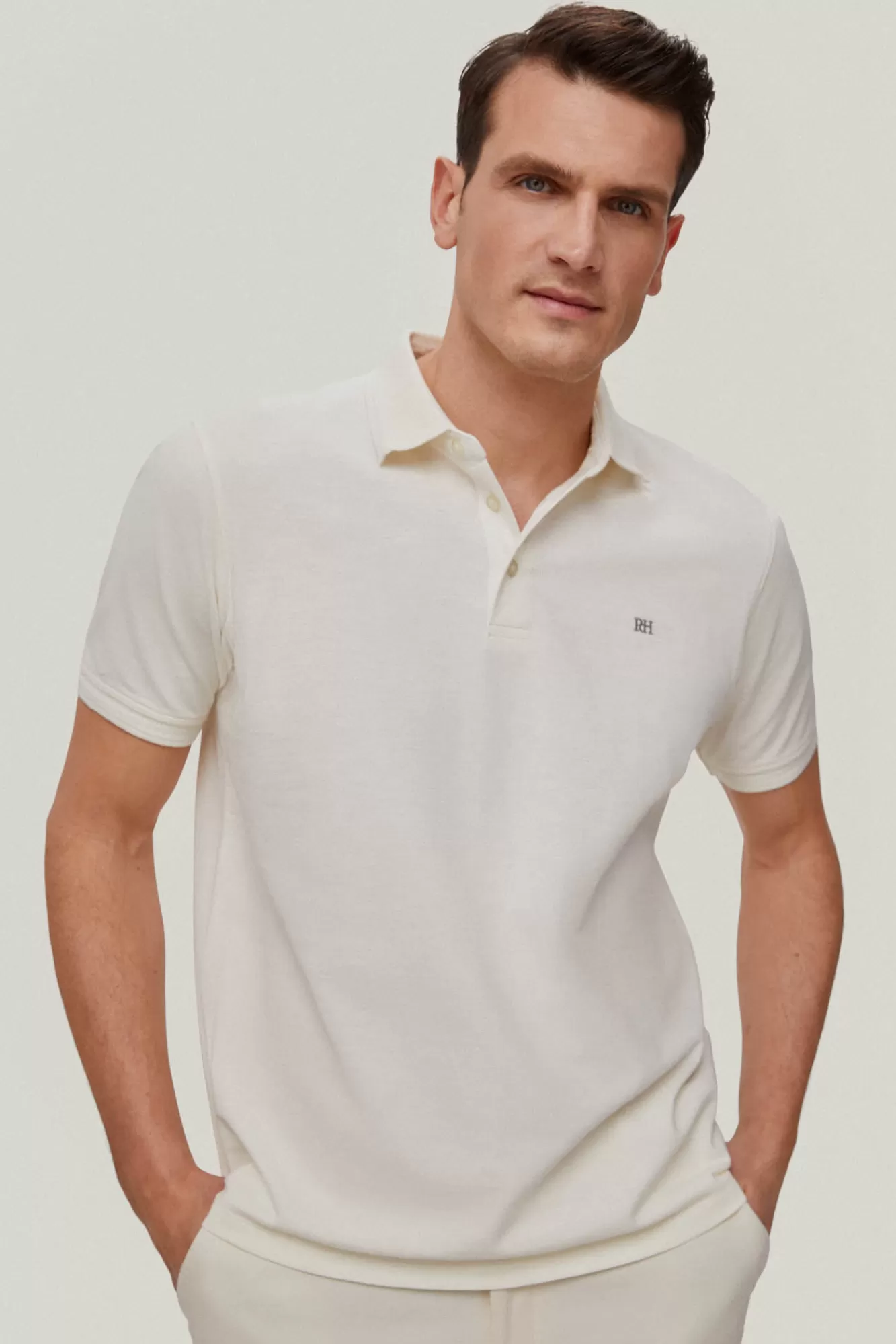 Online Pedro del Hierro Slub Pique Polo Shirt Ecru