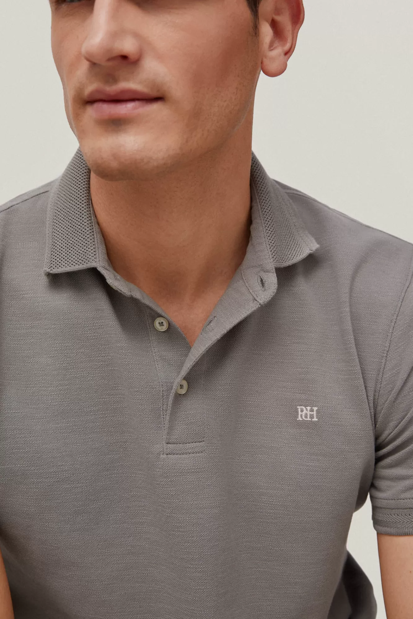 New Pedro del Hierro Slub Pique Polo Shirt Grey