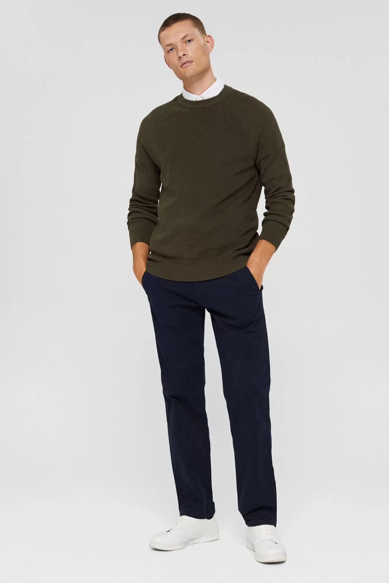 Discount Esprit Straight Fit Organic Cotton Chinos Navy