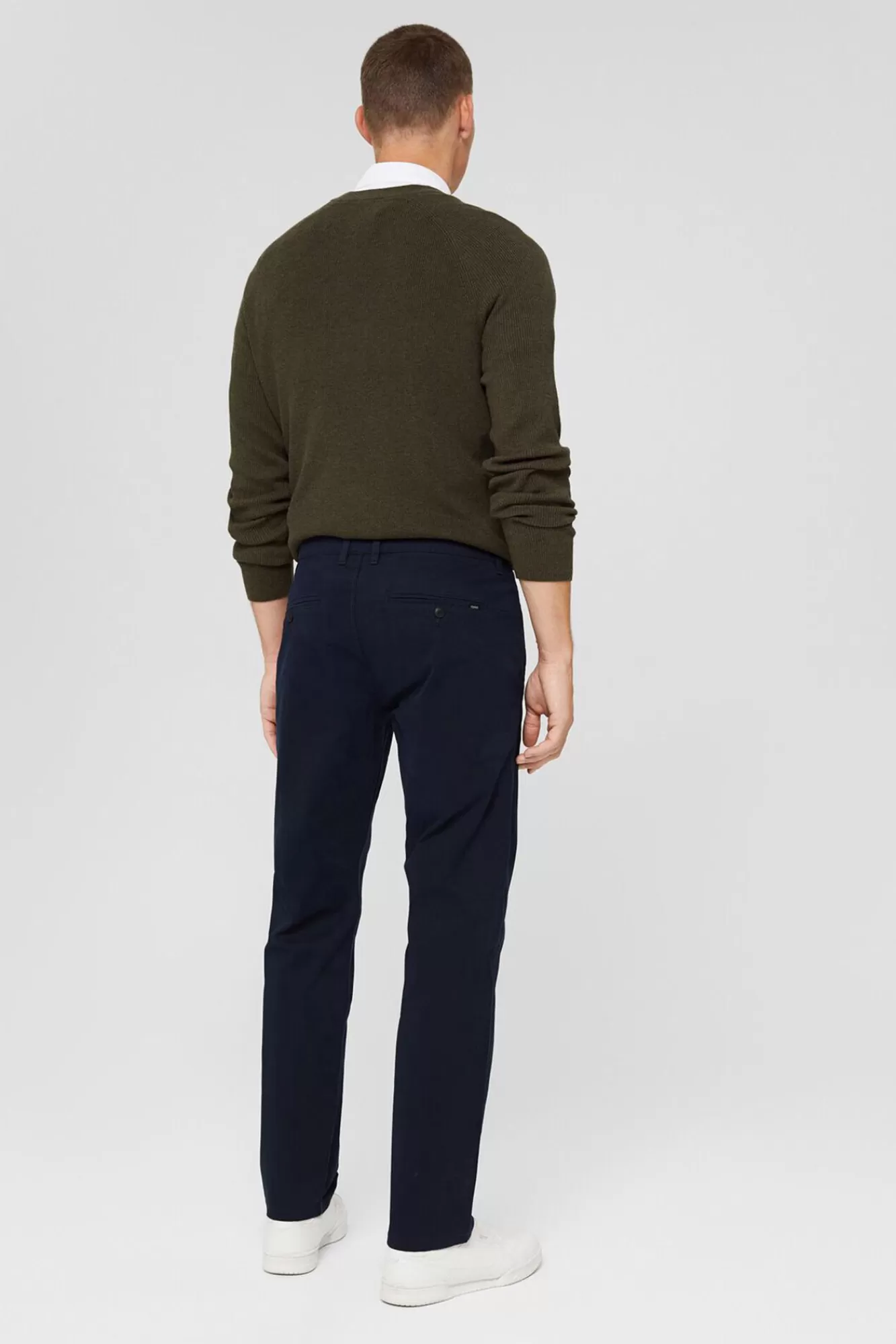 Discount Esprit Straight Fit Organic Cotton Chinos Navy