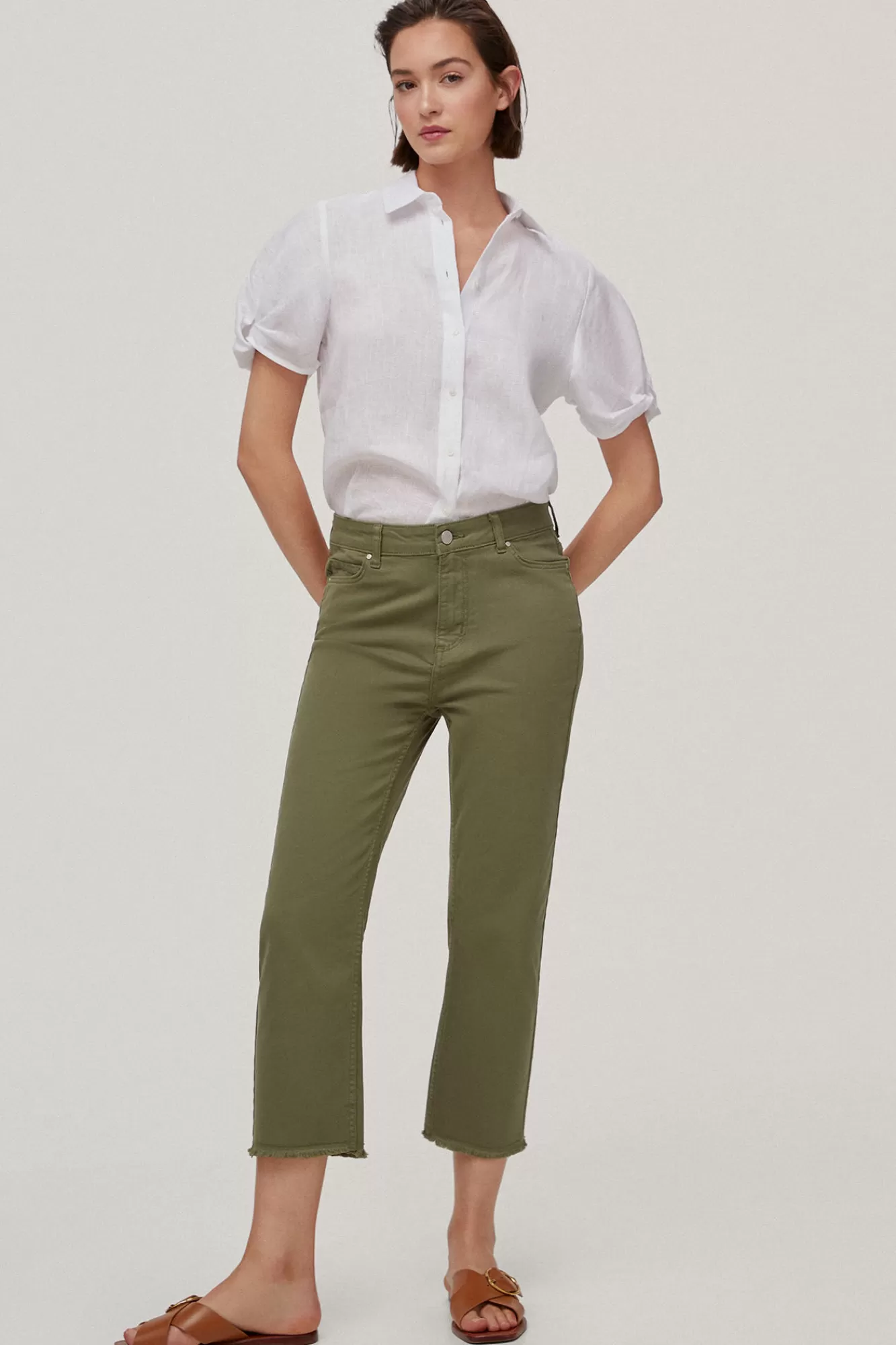 Store Pedro del Hierro Straight Fit 5-Pocket Capri Jeans Green