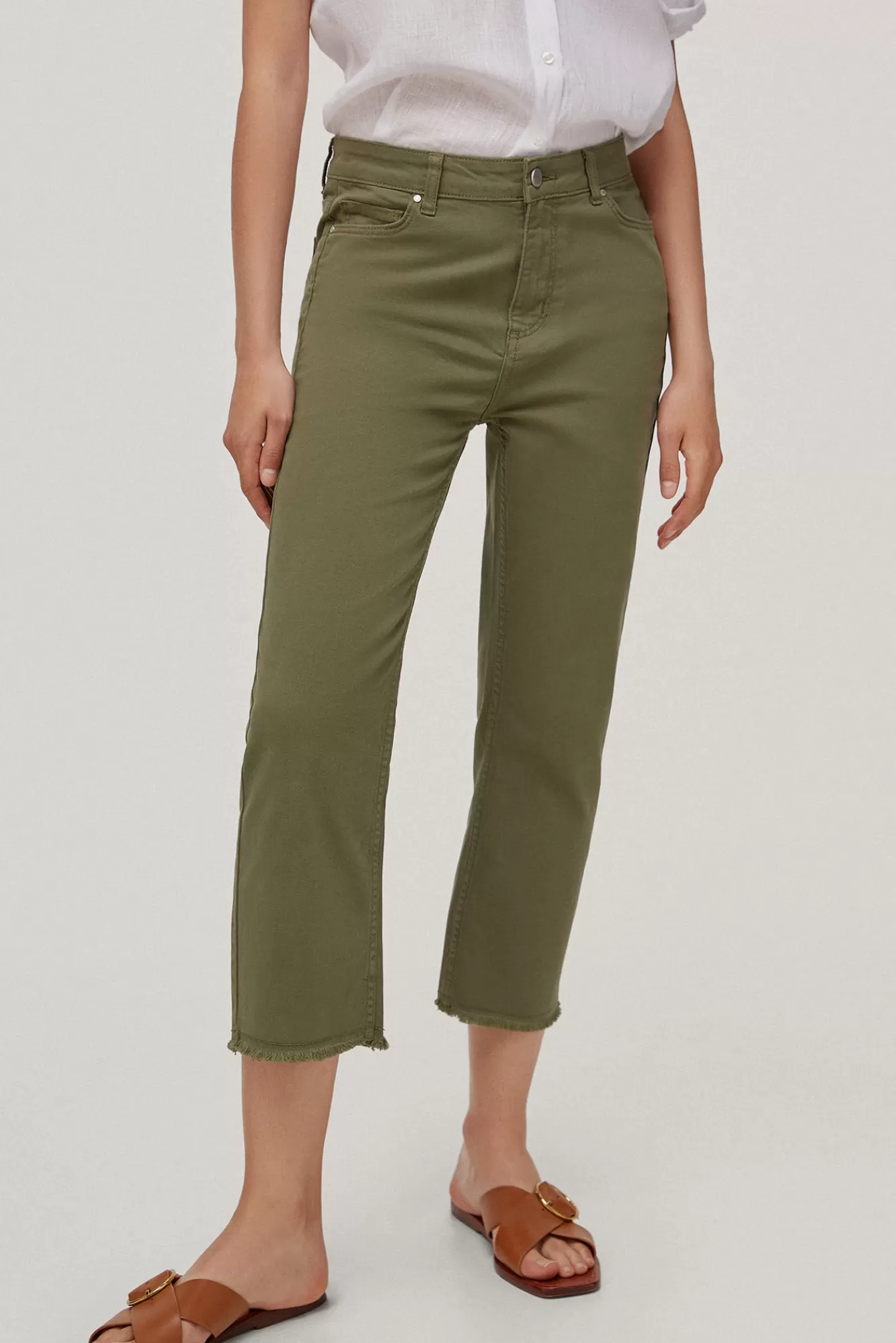 Store Pedro del Hierro Straight Fit 5-Pocket Capri Jeans Green