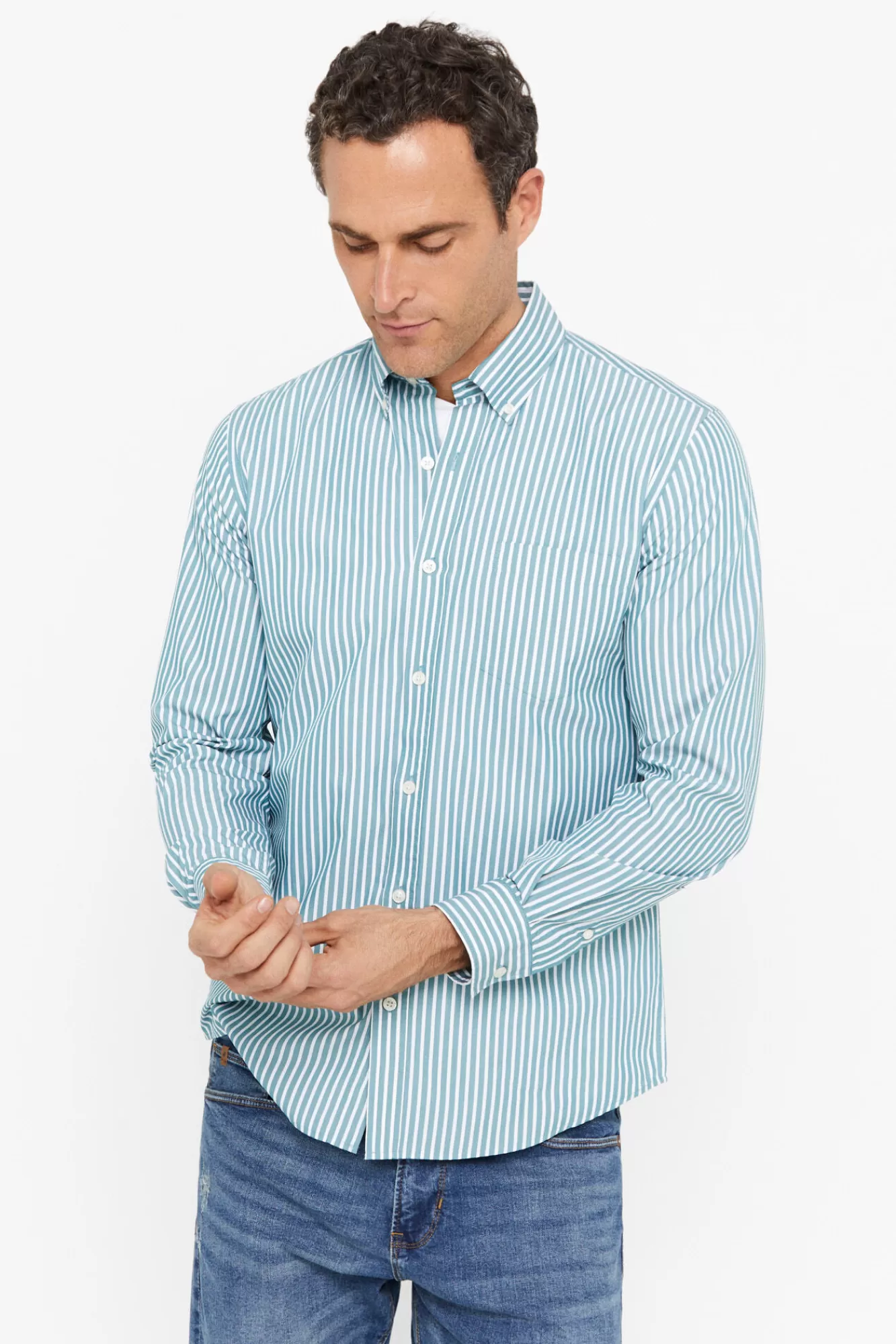 Hot Cortefiel Striped Coolmax Shirt Green