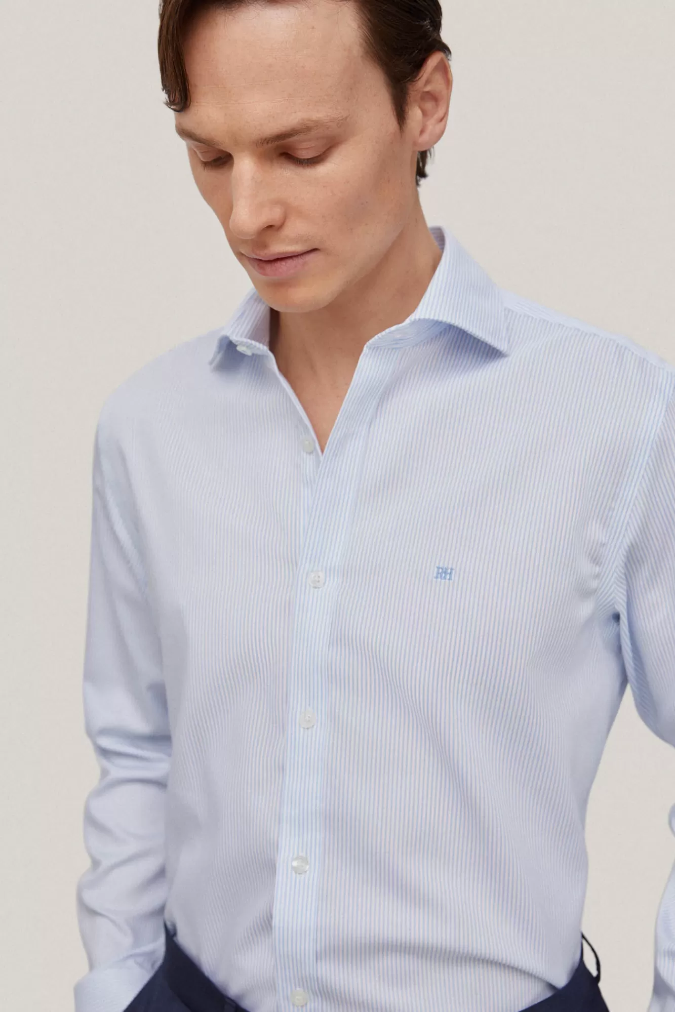 Online Pedro del Hierro Striped Dress Shirt, Non-Iron + Anti-Stain Blue