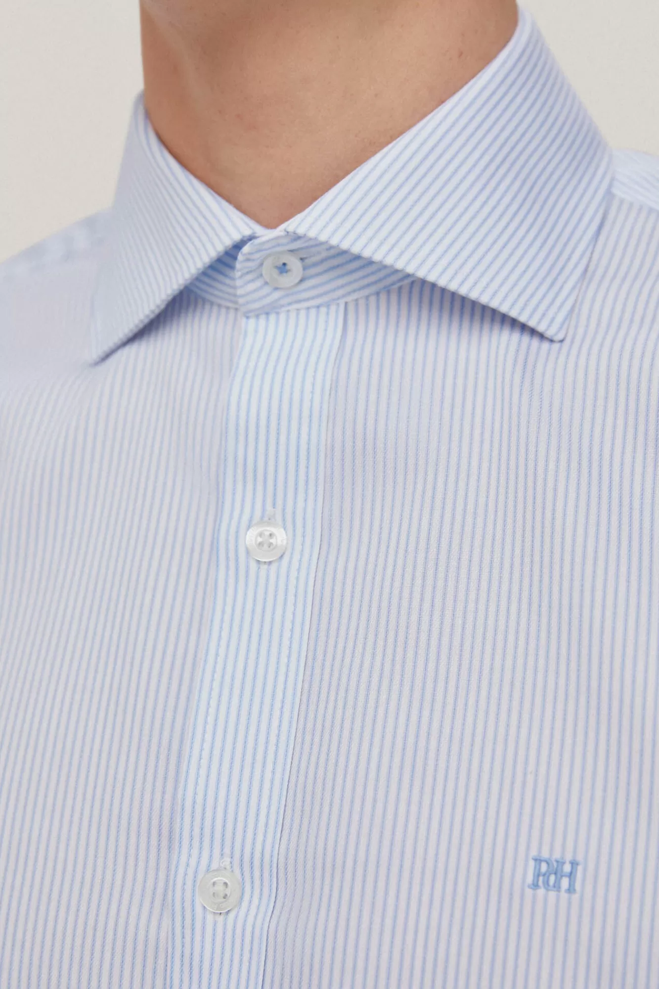 Online Pedro del Hierro Striped Dress Shirt, Non-Iron + Anti-Stain Blue