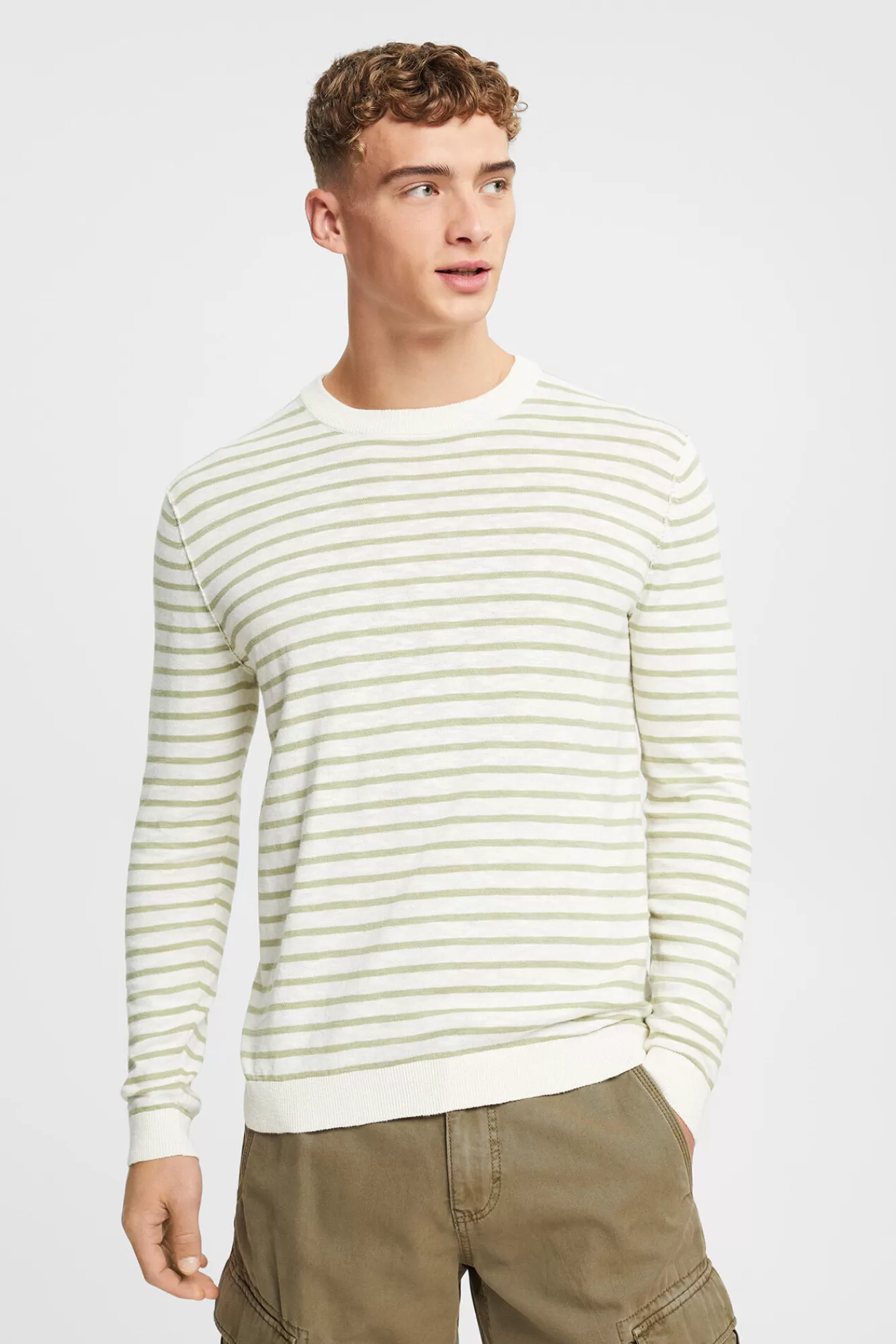 Best Esprit Striped Jumper With Linen Printed Green