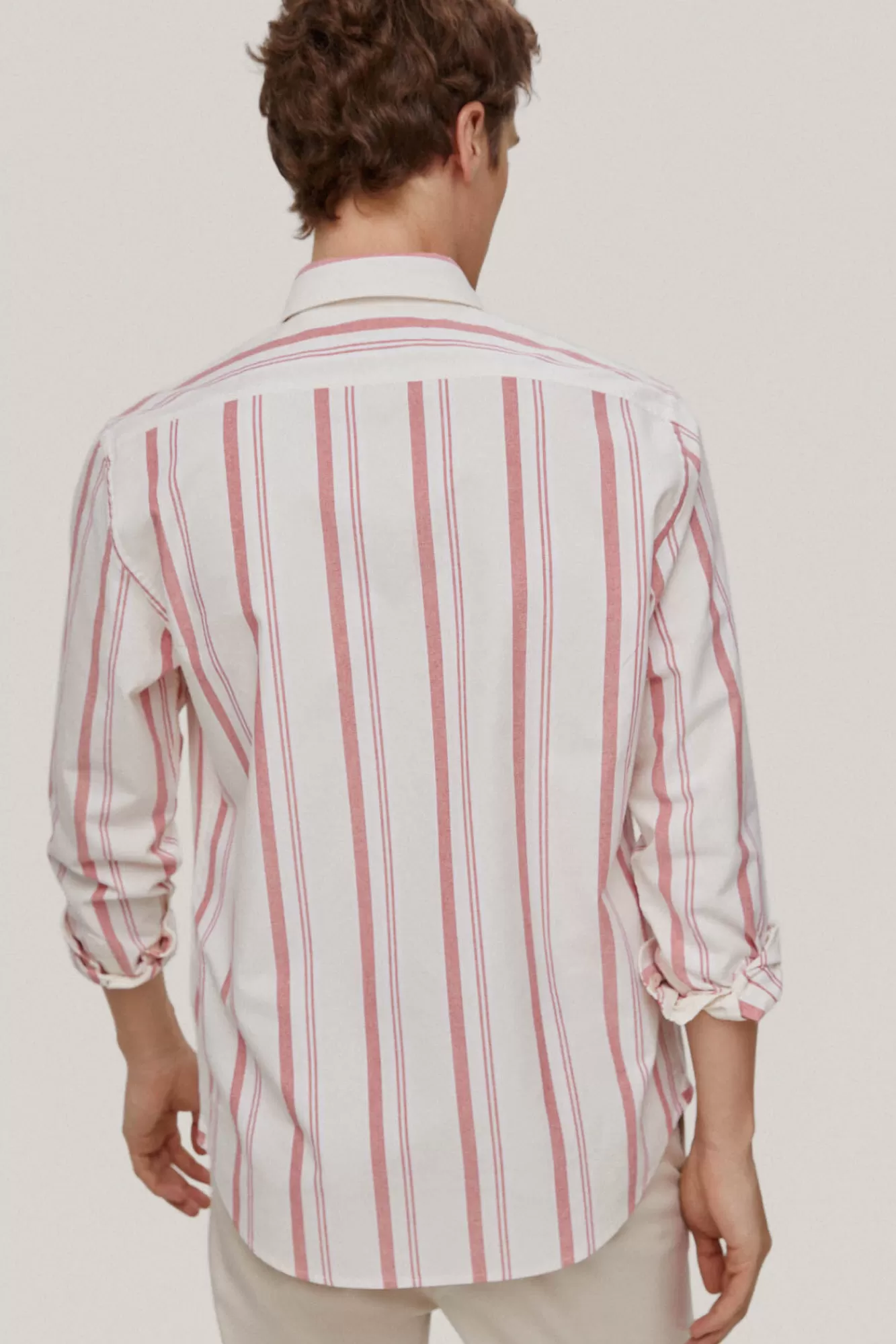 New Pedro del Hierro Striped Oxford Shirt Pink