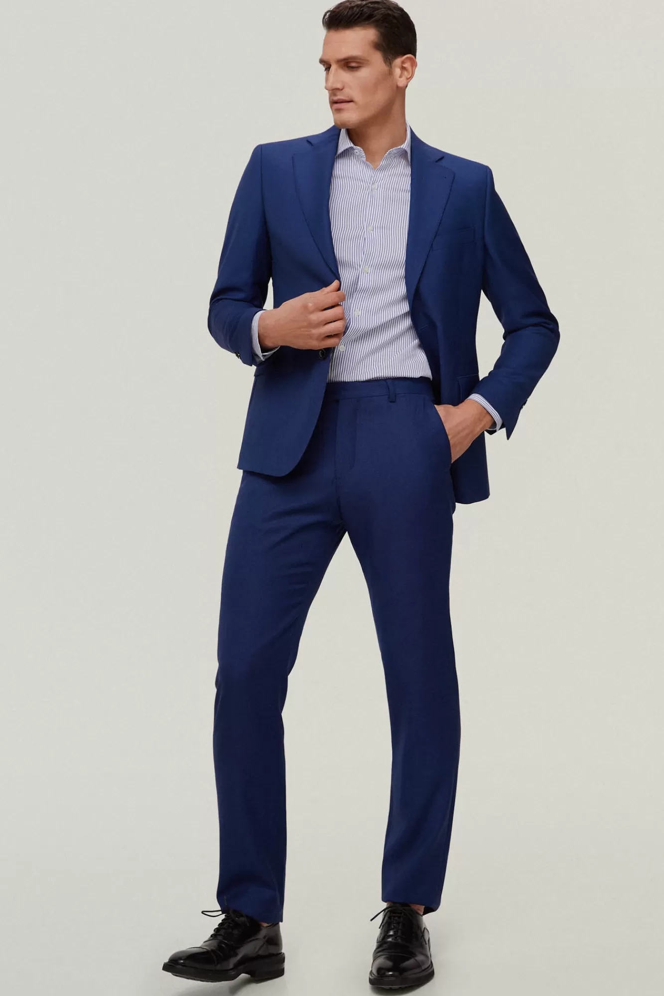 Fashion Pedro del Hierro Tailored Fit Birdseye Trousers Blue