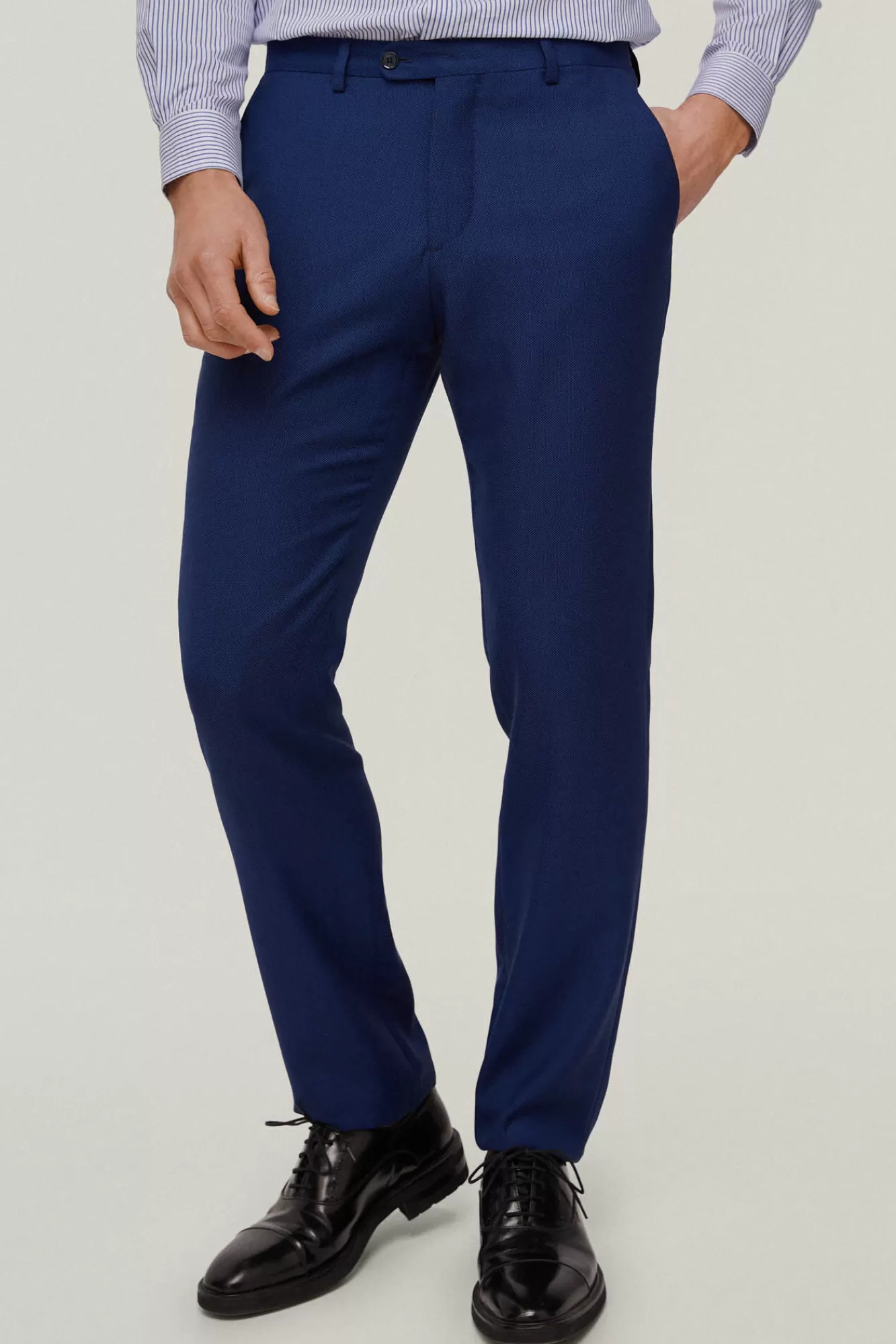 Fashion Pedro del Hierro Tailored Fit Birdseye Trousers Blue