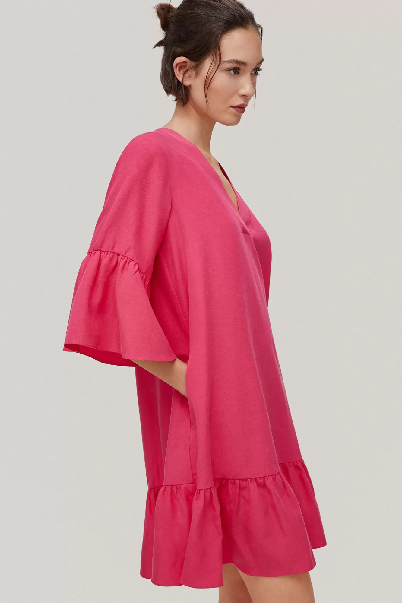 Store Pedro del Hierro Tencel And Linen Tunic Dress Pink