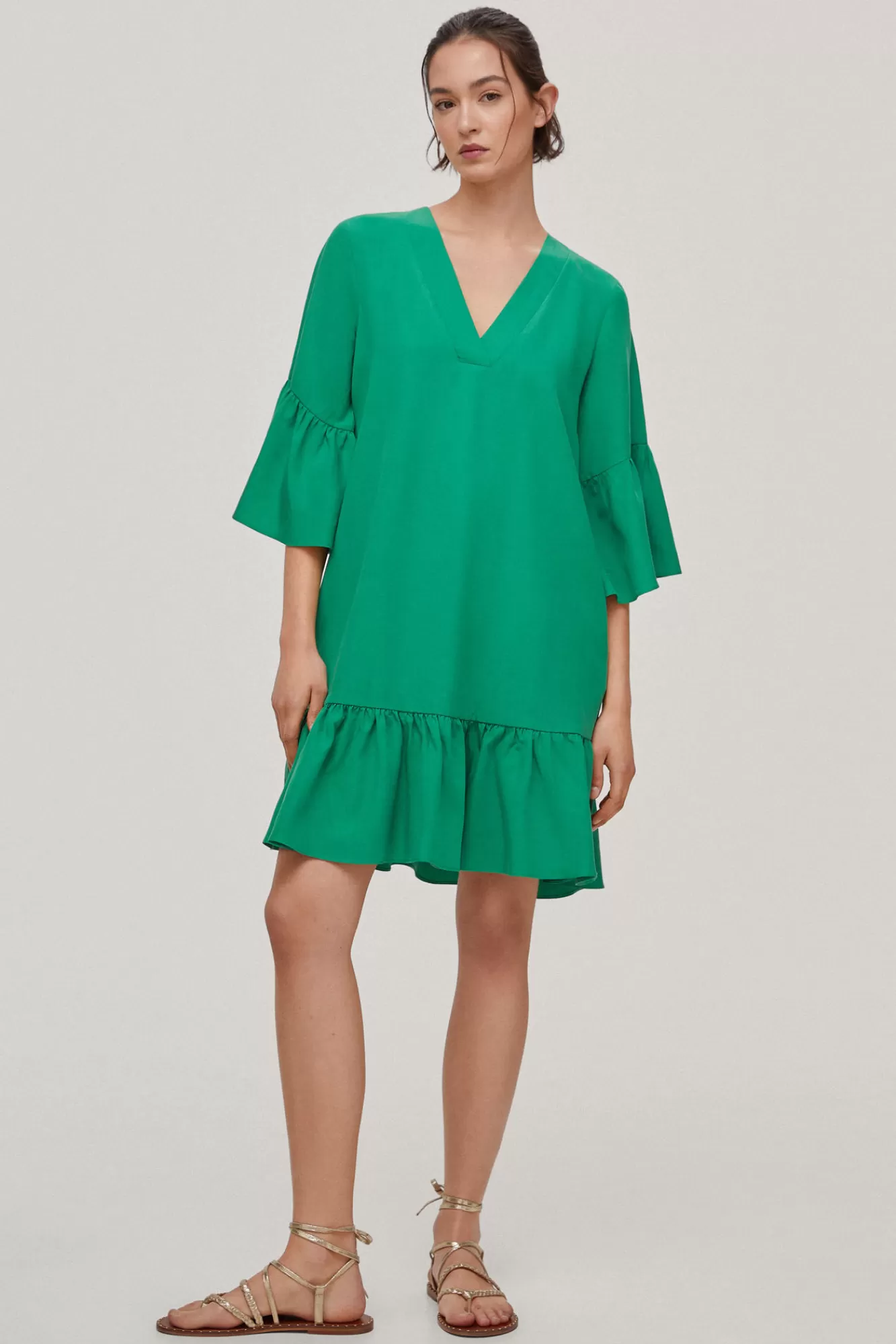 Outlet Pedro del Hierro Tencel And Linen Tunic Dress Green