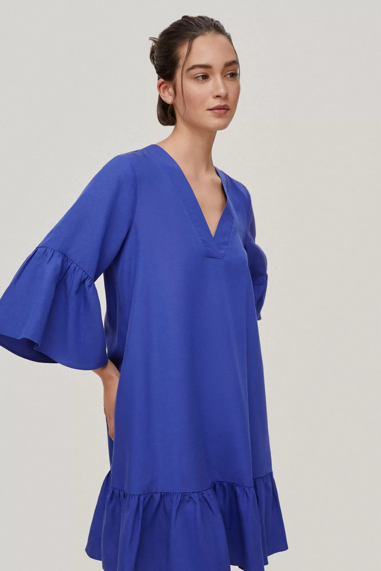 Sale Pedro del Hierro Tencel And Linen Tunic Dress Blue