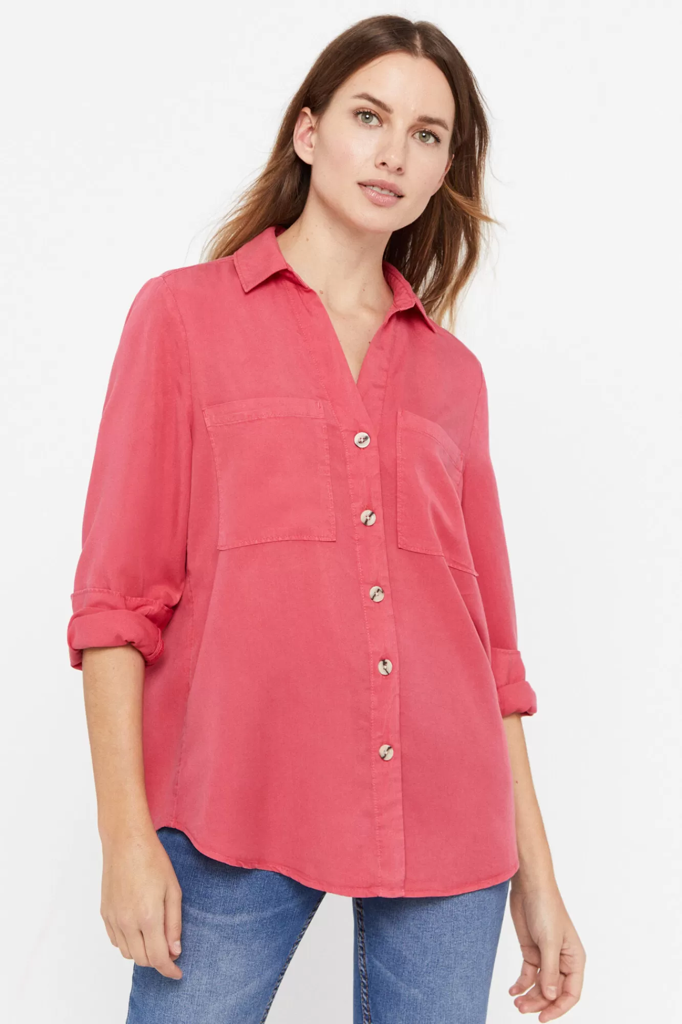 Best Cortefiel Tencel Denim Shirt Fuchsia