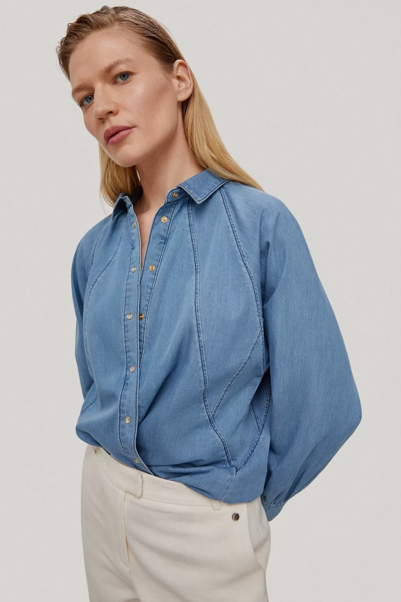 Sale Pedro del Hierro Tencel® Denim Shirt Turquoise