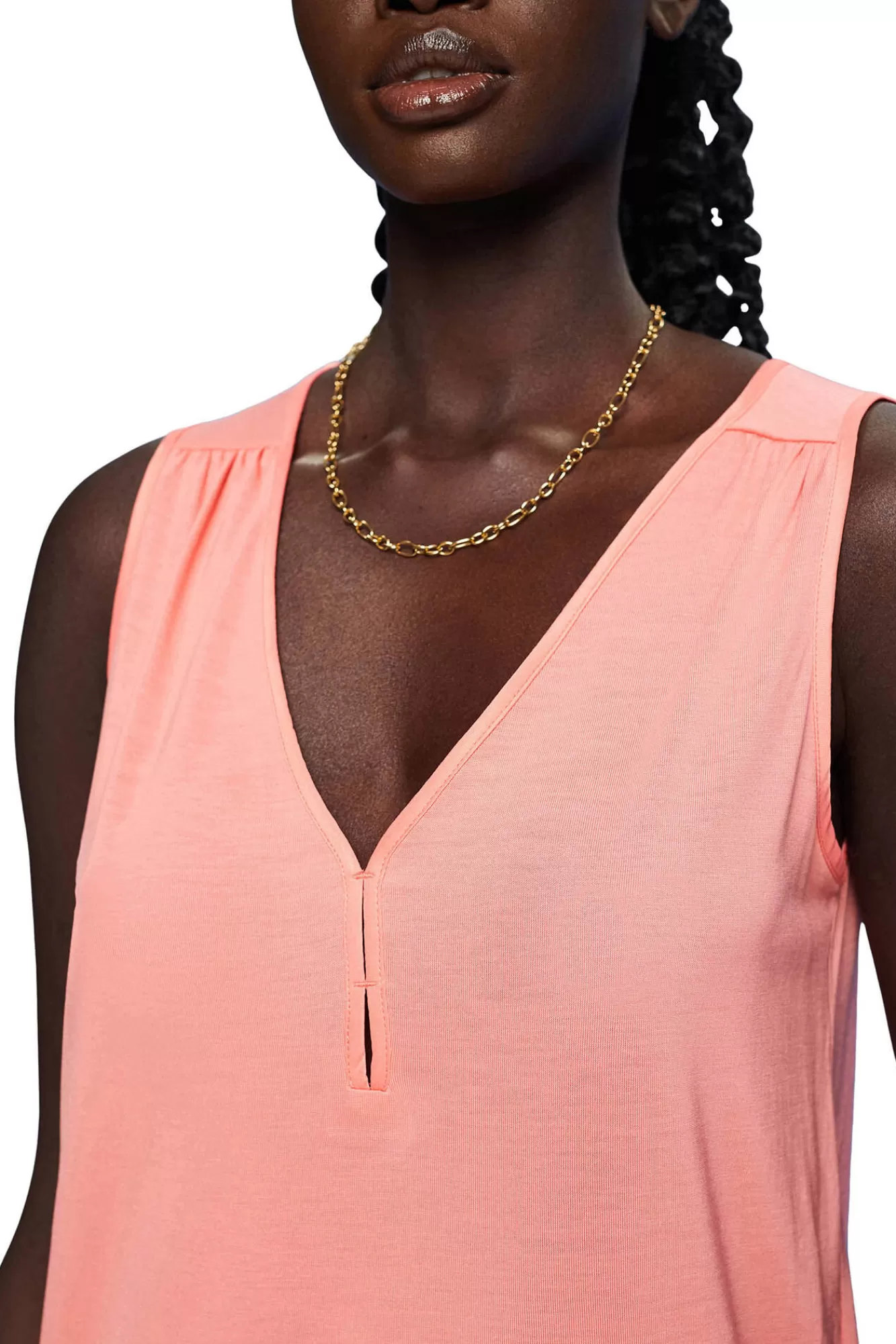 Outlet Esprit Tencel Sleeveless V-Neck T-Shirt™ Coral