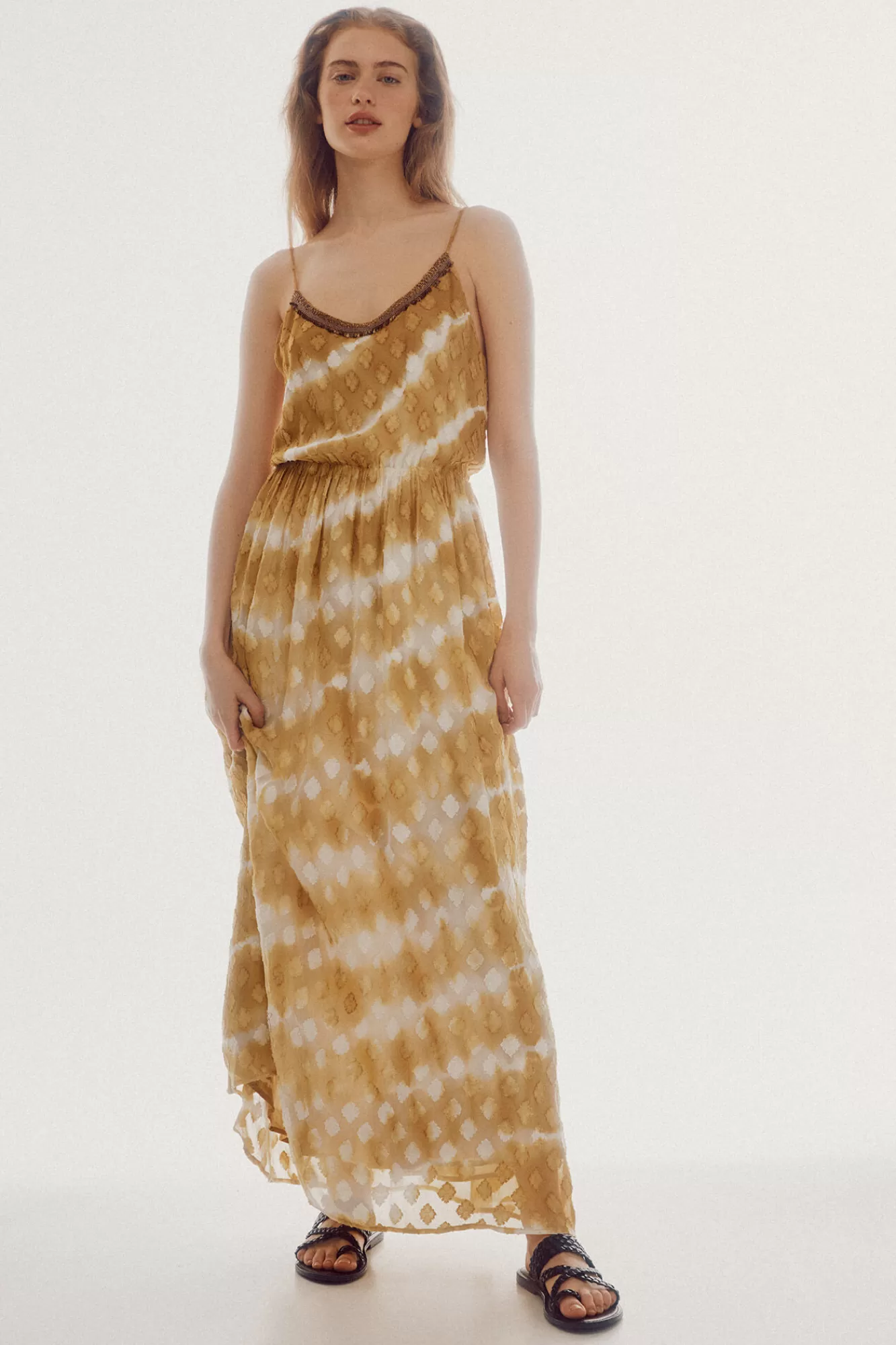 Cheap Slowlove Tie Dye Dress Gold