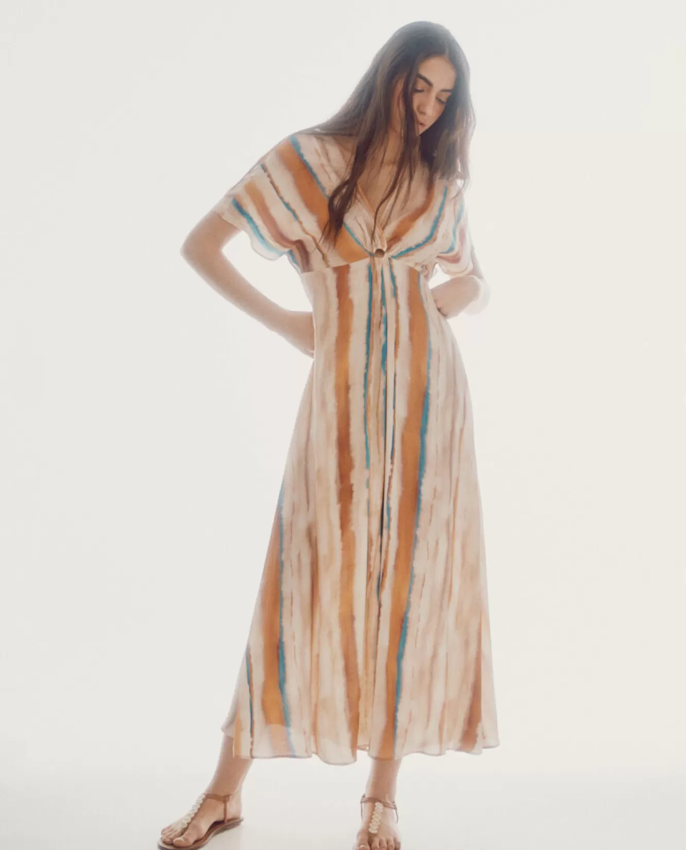 Shop Slowlove Tie Dye Print Dress Printed White