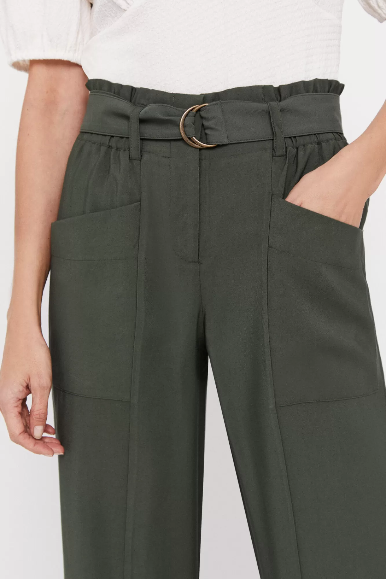 New Cortefiel Trousers With Belt Kaki