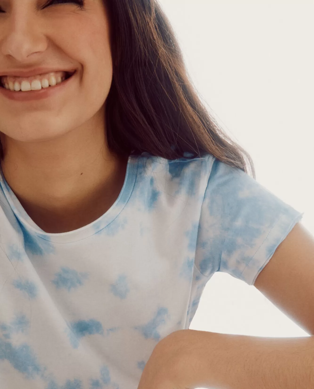 New Slowlove T-Shirt With Fringed Hem Printed Blue