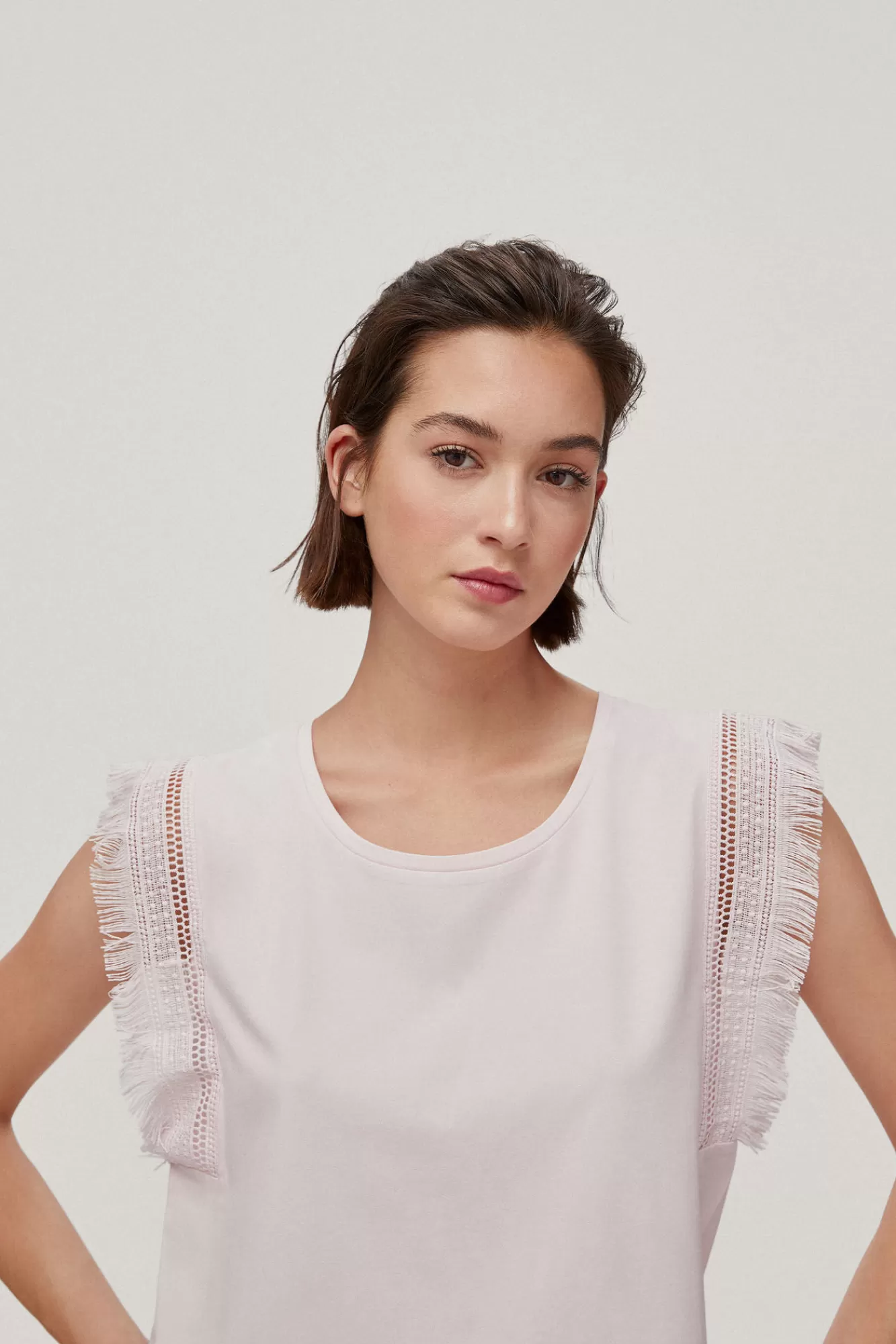 New Pedro del Hierro T-Shirt With Fringes Pink