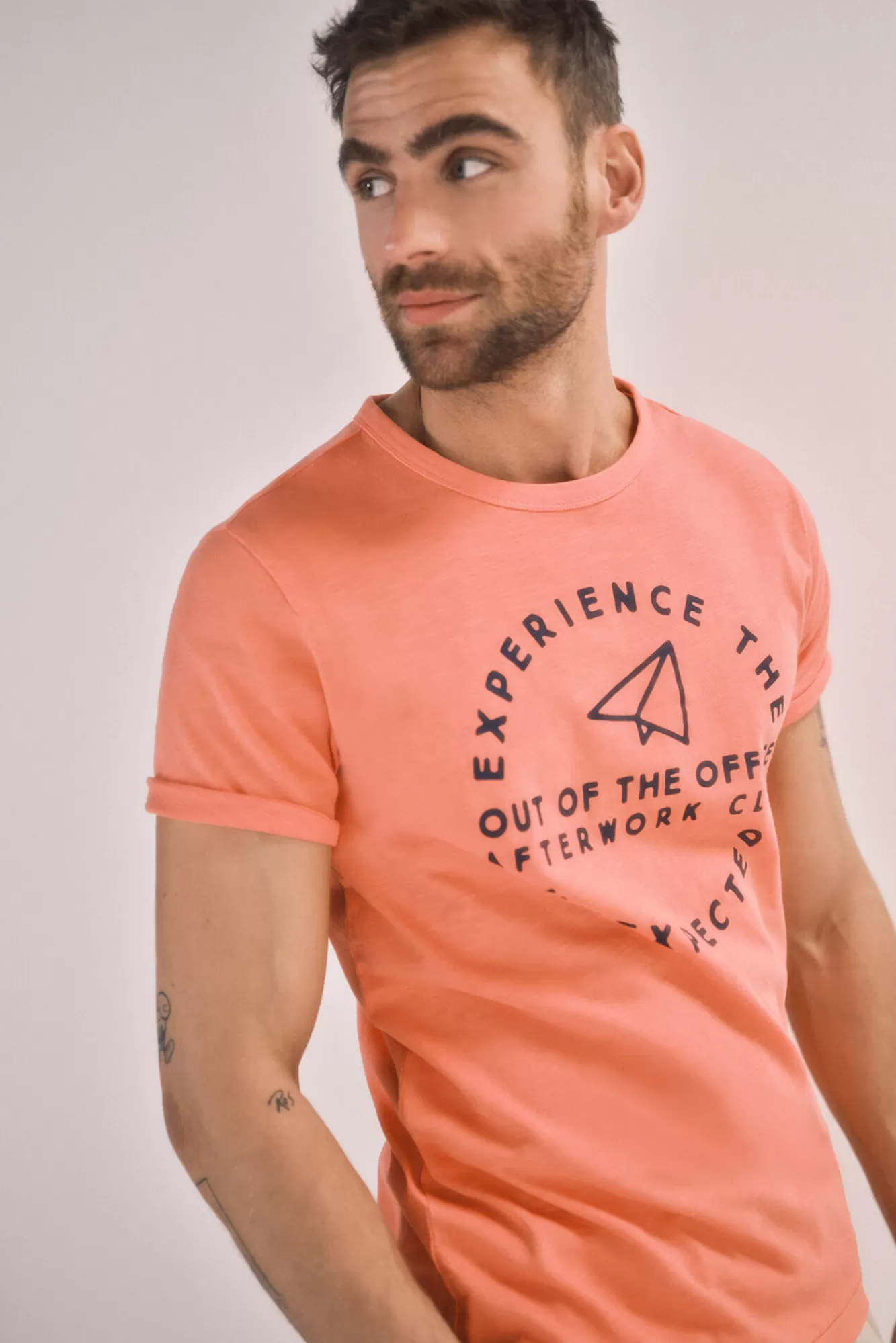 New Ooto T-Shirt With Front Print Coral