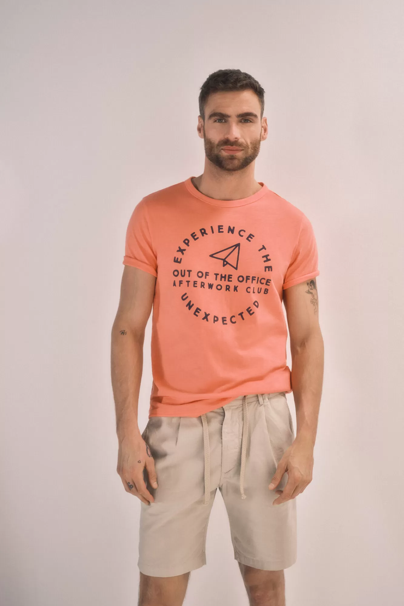 New Ooto T-Shirt With Front Print Coral