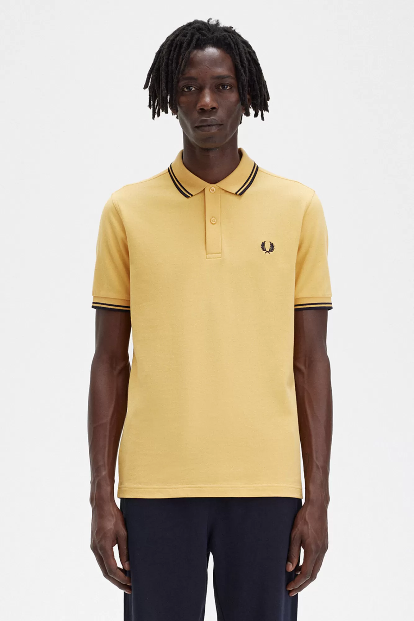 Outlet Fred Perry Twin Tipped Polo Shirt Yellow