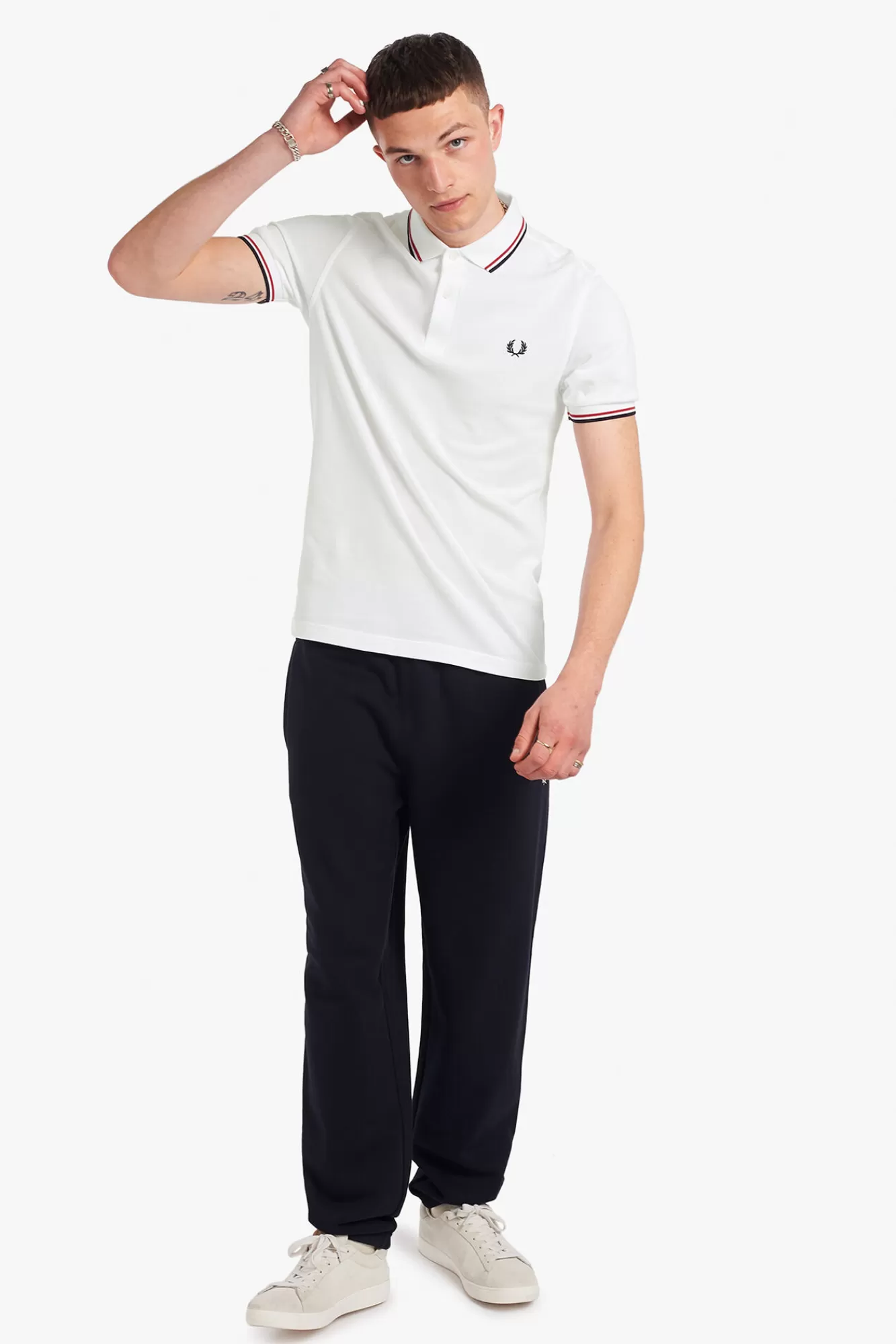 Hot Fred Perry Twin Tipped Polo Shirt White