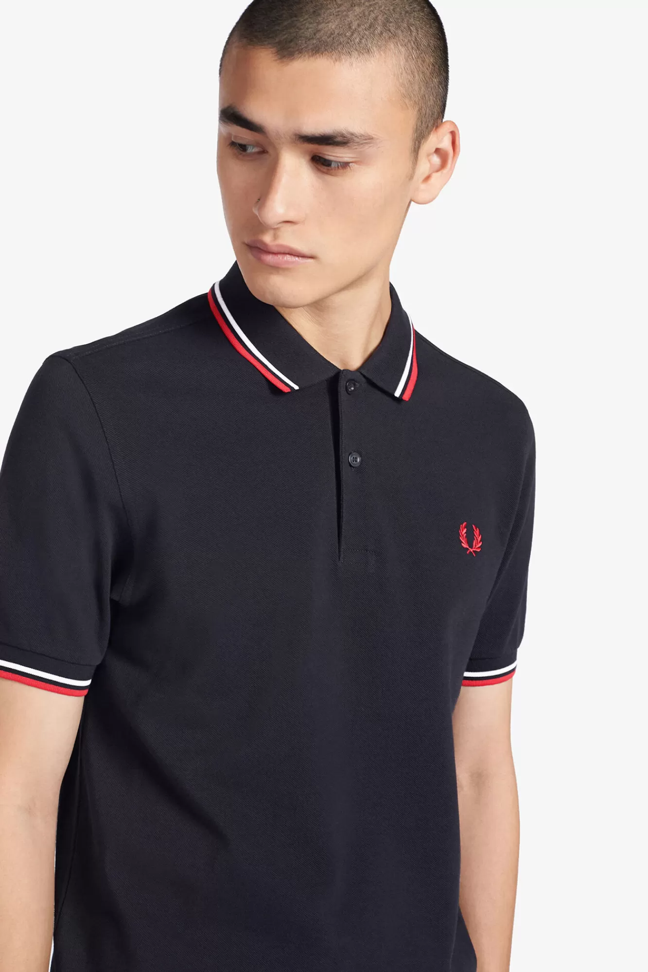 Discount Fred Perry Twin Tipped Polo Shirt Navy