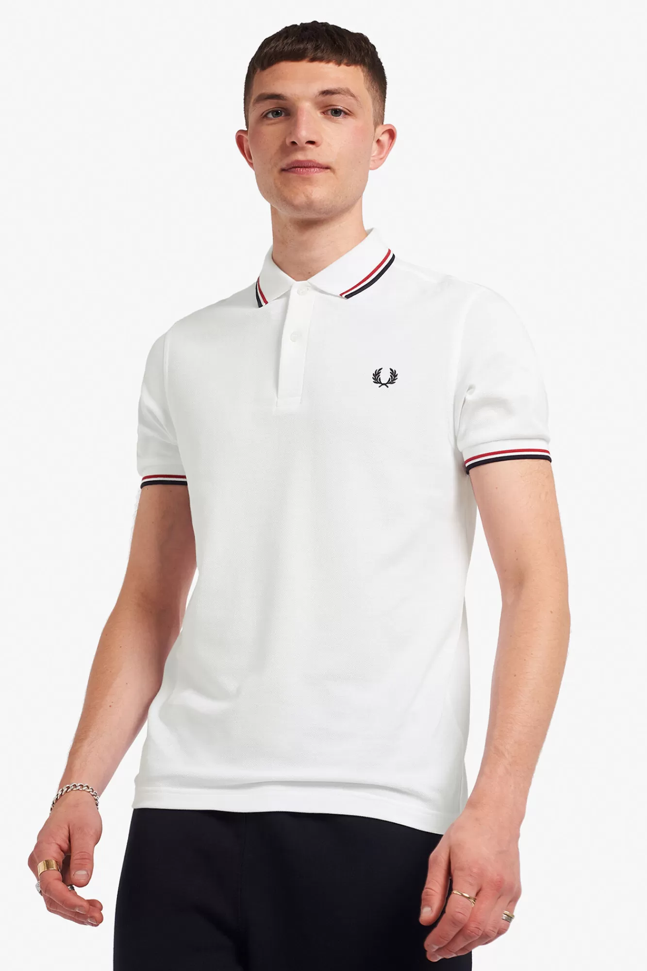 Hot Fred Perry Twin Tipped Polo Shirt White