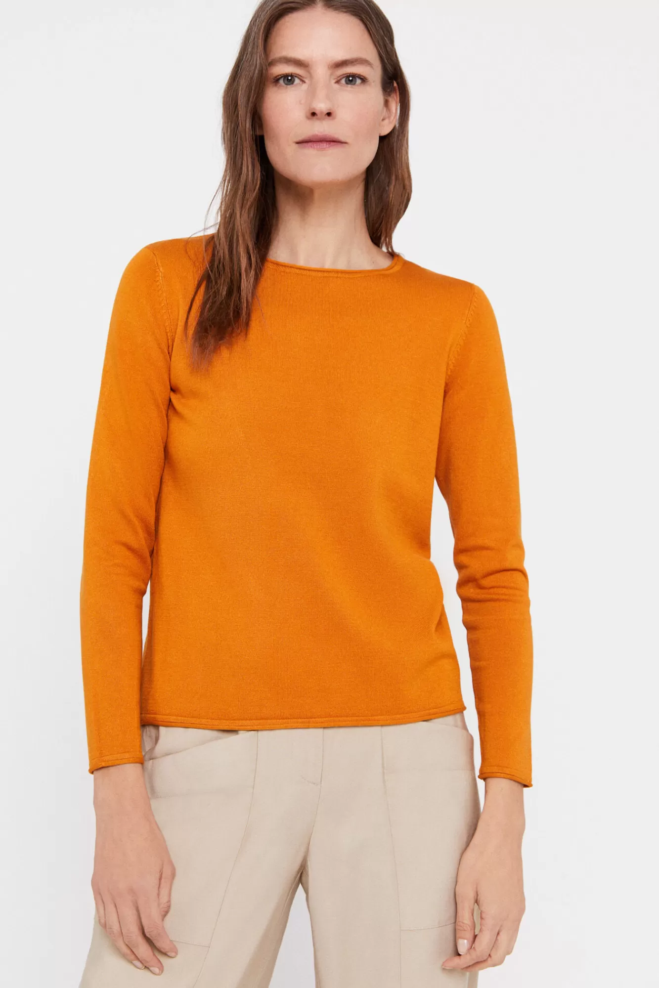 Sale Cortefiel Two-Tone Striped Jumper Orange