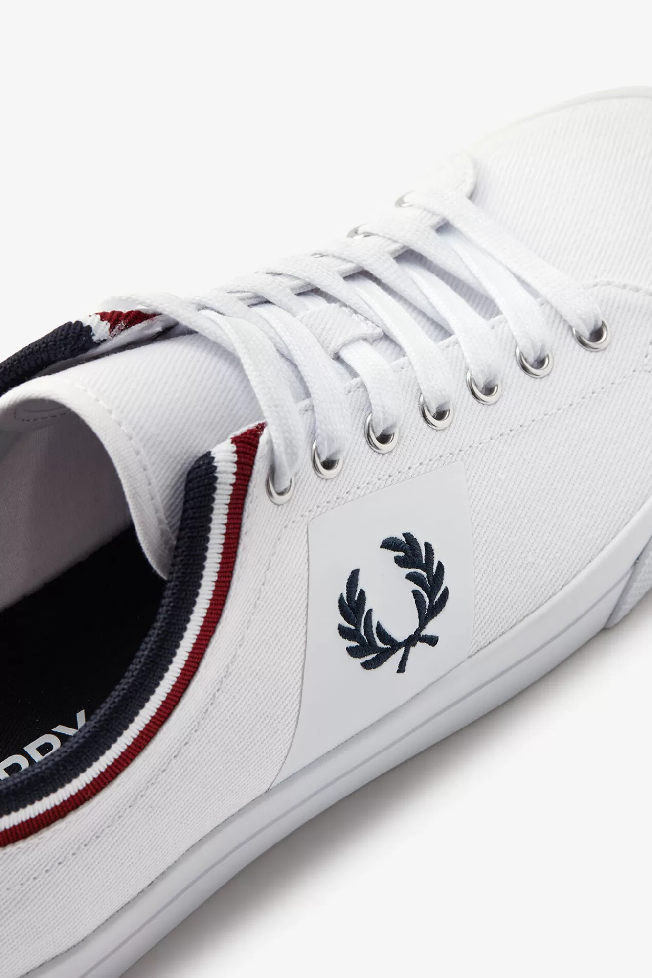 Best Sale Fred Perry Underspin Tipped Cuff Twill Trainer White