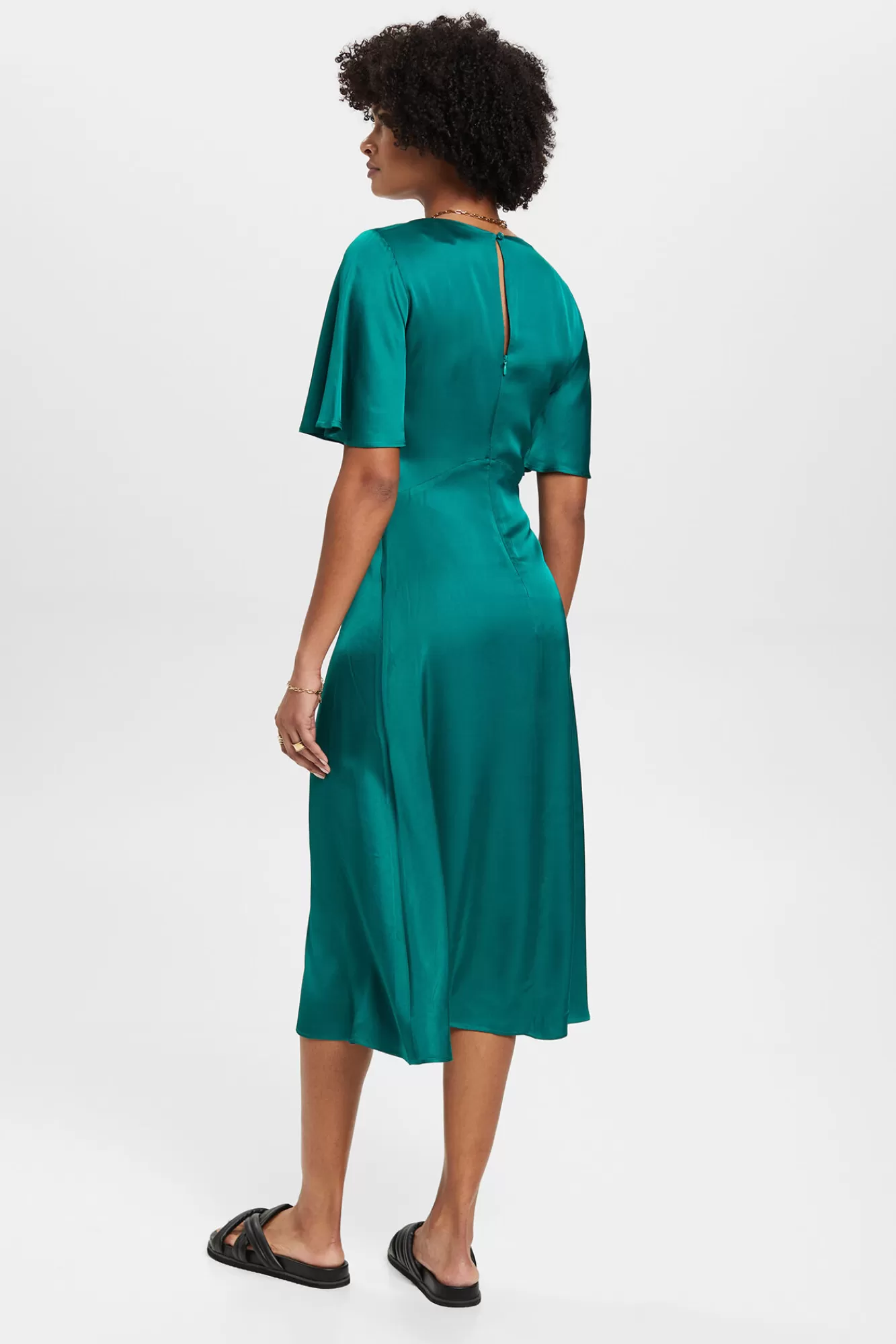 Sale Esprit Vestido Midi Satinado Viscosa Green