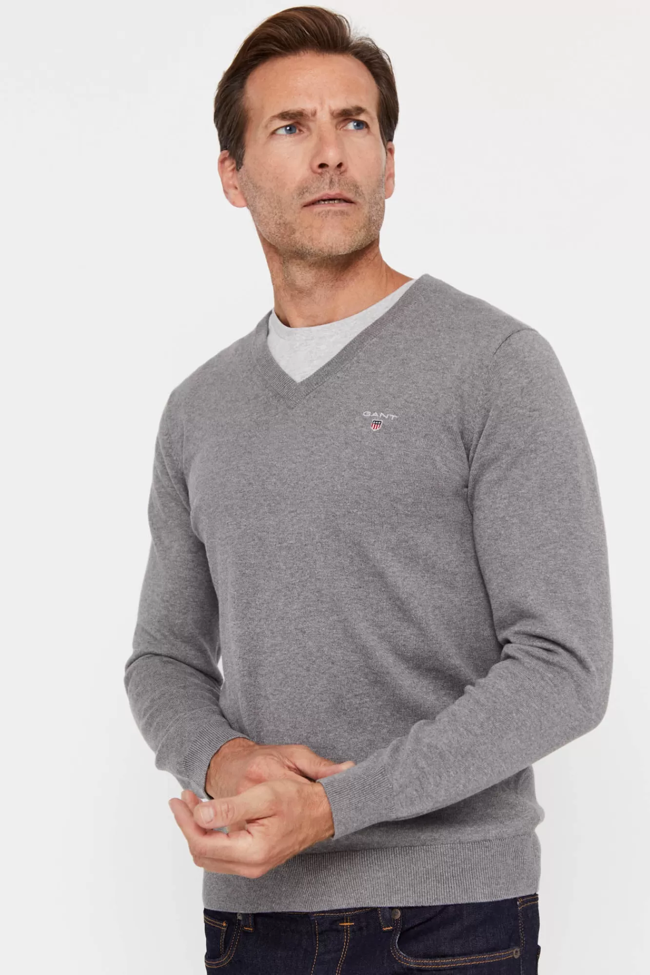 Flash Sale Gant V-Neck Jumper Grey