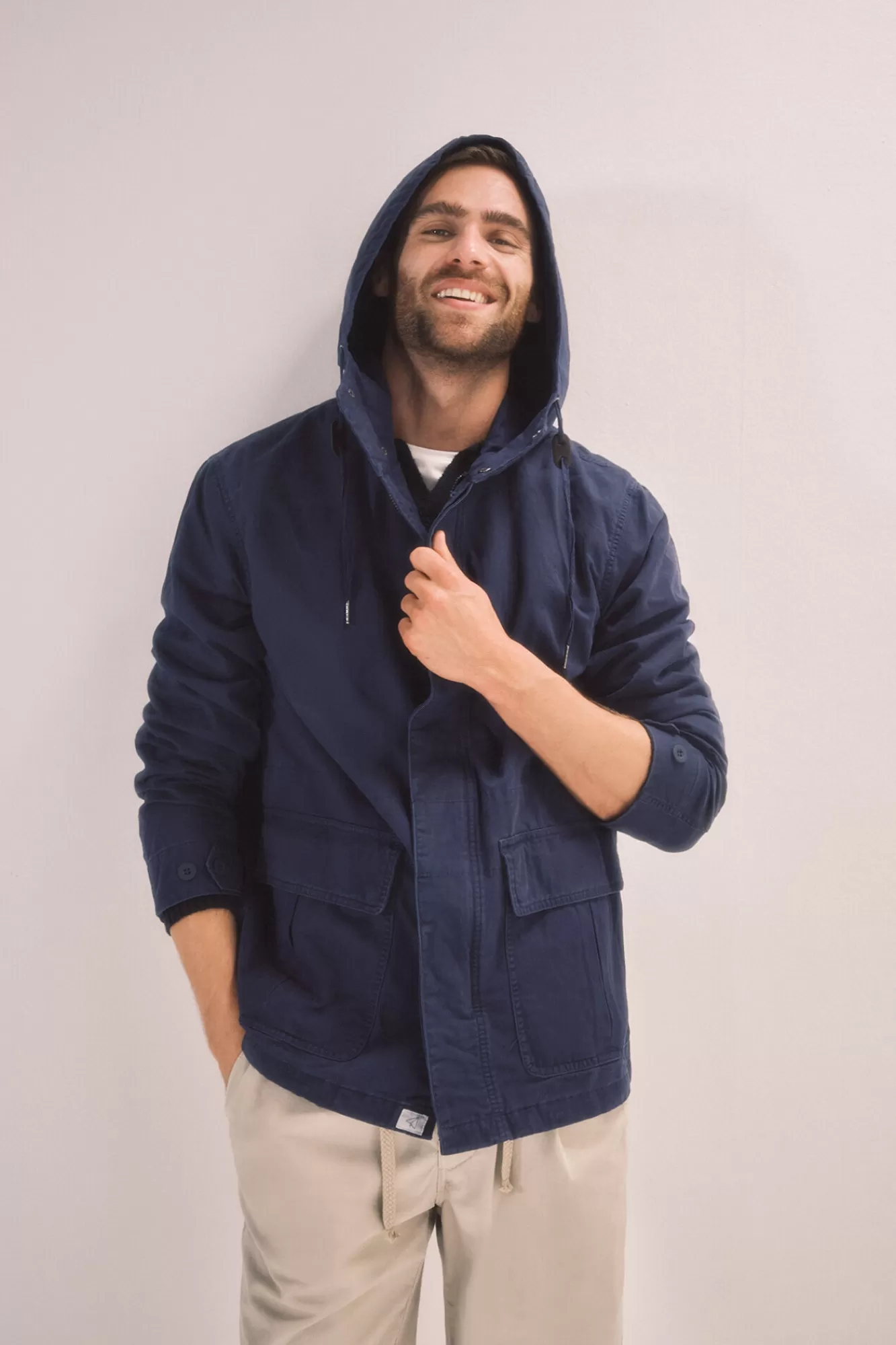 Best Ooto Washed Cotton Hooded Jacket Blue