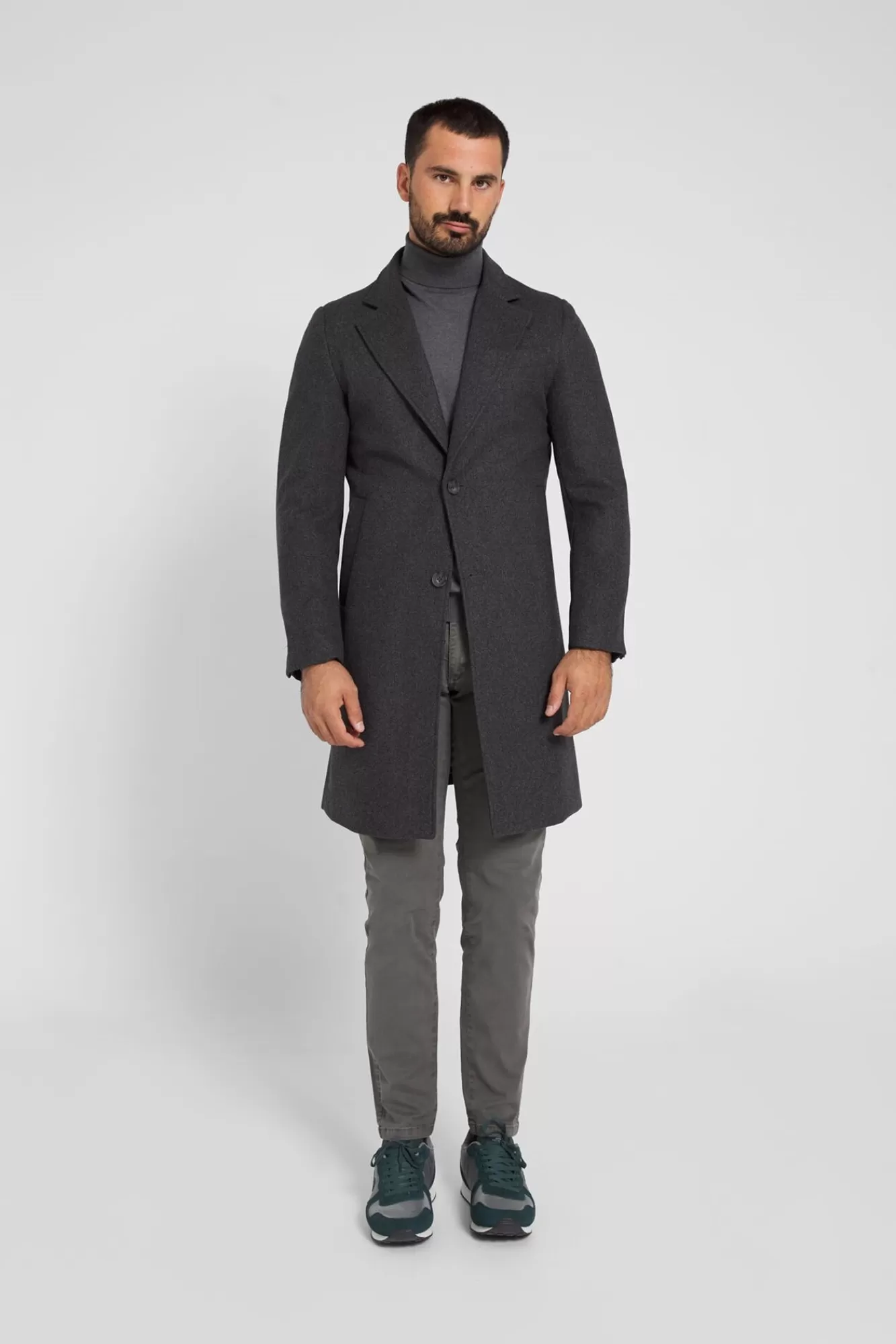 Online Silbon Wool Straight Coat Grey