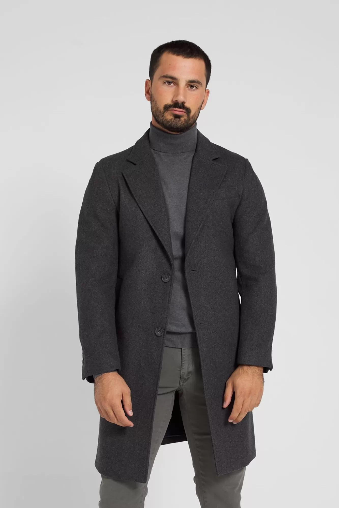 Online Silbon Wool Straight Coat Grey