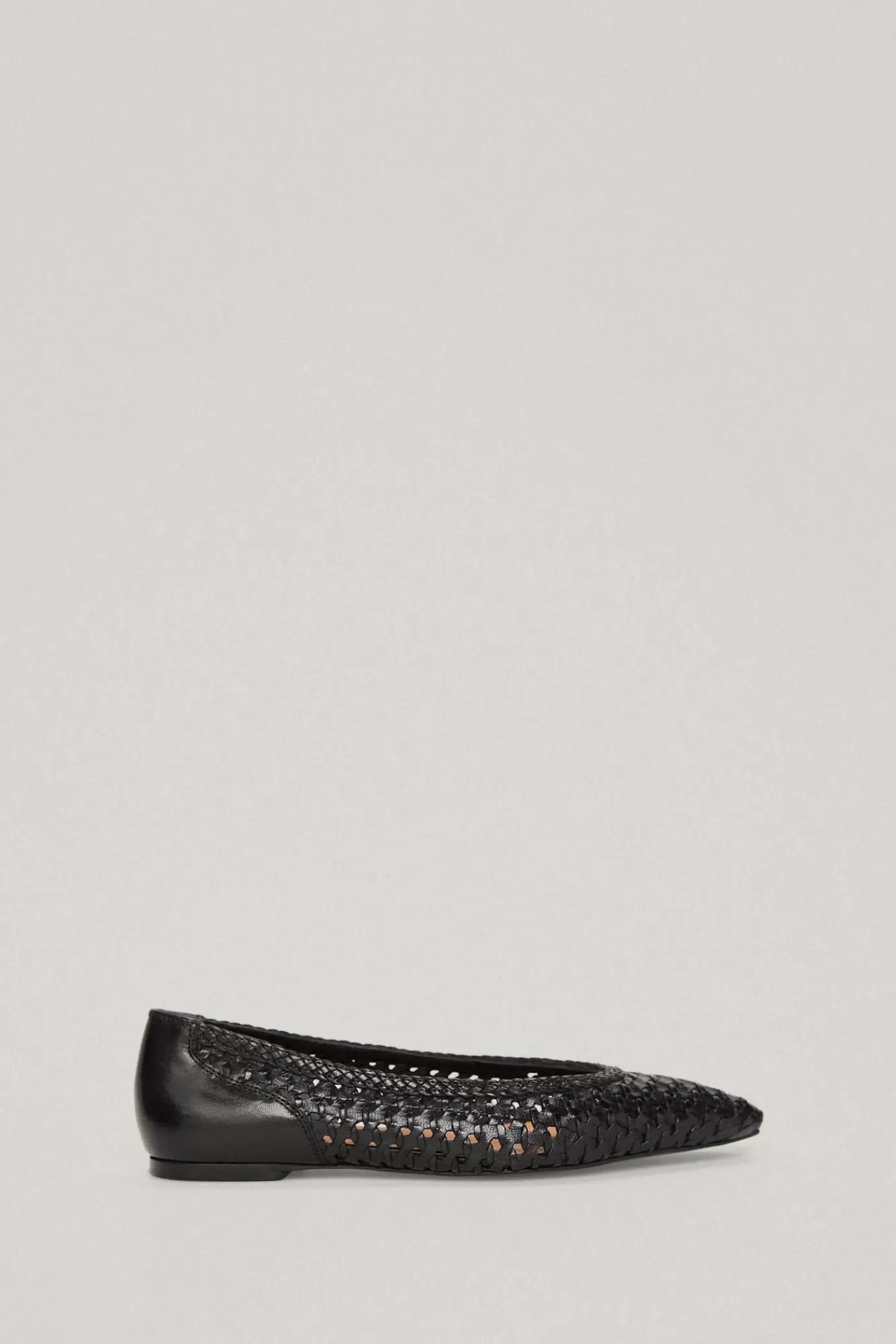 New Pedro del Hierro Woven Leather Ballet Flat Black